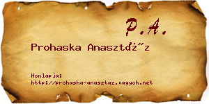 Prohaska Anasztáz névjegykártya